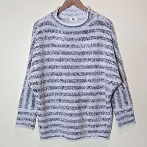 L'Agence Wool Blend Sweater Womens Medium Oversized Turtleneck Striped Gray